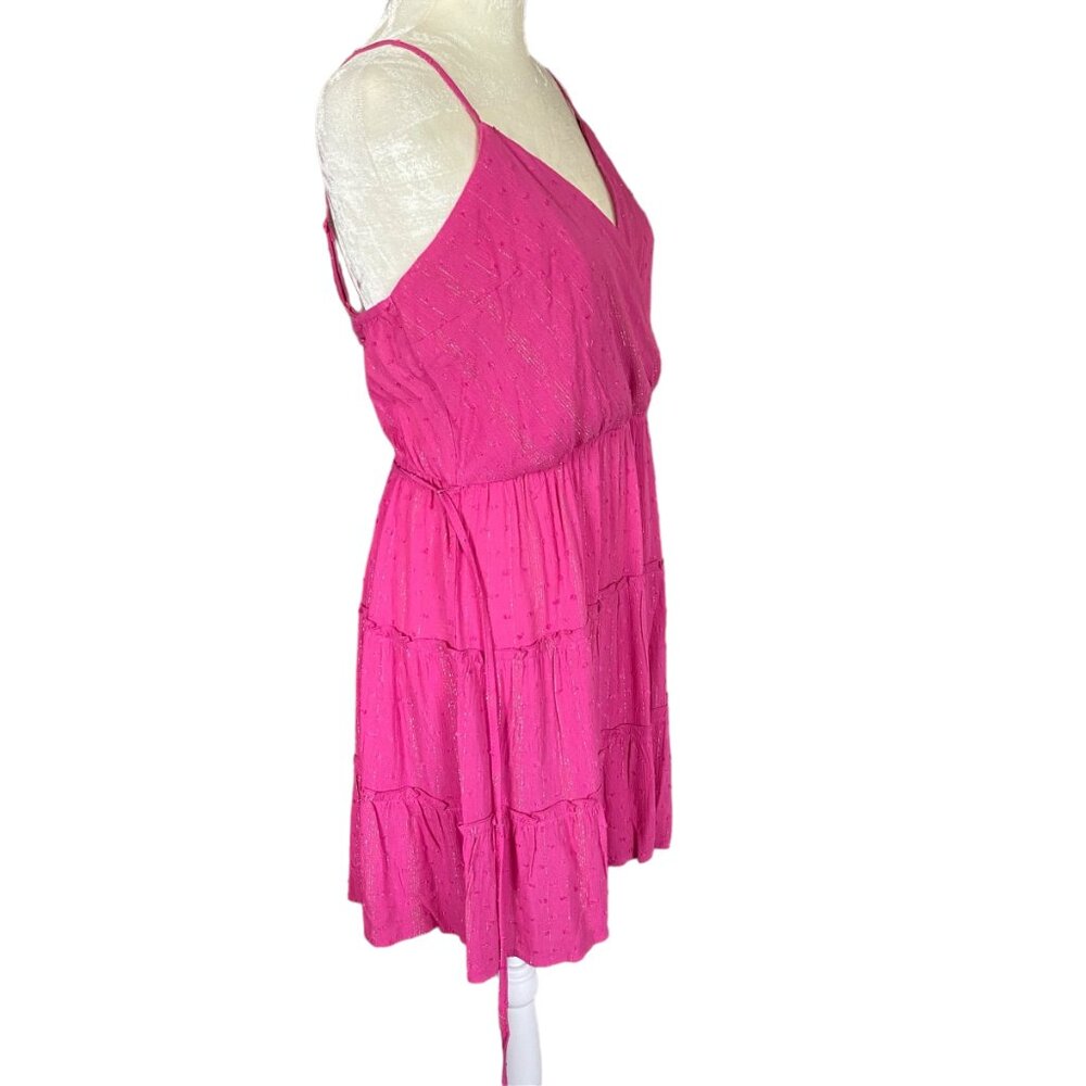 Francesca's Blue Rain women's XL magenta tie at waist A-line dress - Picture 3 of 13